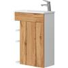Vicco Set mobili bagno Amadeo, Rovere dorato 50 cm | composto da mobile sottolavabo e lavabo