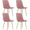 Home Collective Sedia da pranzo Sedia da soggiorno con seduta in velluto con gambe color oro, ergonomica, ideale per soggiorno, ufficio, camera da letto o sala da pranzo, carico massimo: 120 kg, rosa set da 4