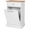 WONDERMAKE® Armadio alto per biancheria o pattumiera in legno/bambù - Armadio alto per bagno o cucina - Con cassetto - 51 x 37 x 82 cm - Bianco
