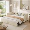 DAHUEN Divano Letto 90/180 x 200 cm, letto estraibile, divano a 2 posti, divano letto pieghevole con funzione sonno, divano letto allungabile per letto matrimoniale, letto funzionale, Velluto, Beige