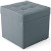 MG Design Pouf contenitore imbottito 45 × 45 cm Grigio - capacità ca. 50 L, fino a 300 kg, struttura in legno massiccio, superficie opaca con trama fine, già montato e facile da pulire