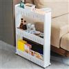 HUOLE Carrello Carrellino Slim Stretto Salvaspazio Cucina Bagno Ripostiglio con Ripiani e 3 Ruote, Scaffale Portaoggetti Multiuso con rotelle-54,5 * 12,5 * 71 cm -tre strati