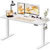 WALKINGDESK Scrivania Regolabile in Altezza, 160 x 60 cm Tavolo Elettrica con 2 Ganci, Standing Desk con Memoria per 4 Altezze, Scrivanie in Piedi in Casa con Piano Assemblato, Bianco