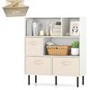 KOMFOTTEU Libreria Scaffale a Cubi con 3 Cassetti Pieghevoli in Tessuto, Libreria Aperta con Gambe in Metallo e 2 Kit Antiribaltamento, Mobile per Soggiorno, Ufficio, 90 x 40 x 105 cm (Bianco)