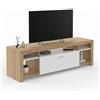 IDMarket - Mueble TV MALO 140 cm en madera y armario blanco