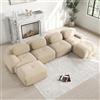 Bladez - Divano moderno a 4 posti in cord, divano modulare a forma di U ad angolo con pouf ottomano, senza montaggio, combinabile con altri divani, per soggiorno (Beige, 4 posti+2)