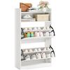 COSTWAY Scarpiera Slim in Legno, Portascarpe a 4 Livelli con 2 Cassetti a Ribalta, con Ripiano Aperto, Mobile Porta Scarpe per Ingresso Corridoio, 60x24x102 cm (Bianco)