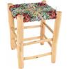 ZocoChic Sgabello marocchino artigianale, seduta multicolore, struttura in legno, 40 x 30 x 30 cm