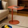 [en.casa] Tavolino Laterale da Divano Tavolino in Metallo uso Esterno e Interno Tavolo Consolle con Piano di Appoggio Trapezoidale - Rosso Mattone Opaco
