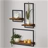 IGTOPS Mensole da Muro-Scaffale Parete Cubo con Metallo&Vero Legno e Scaffale da Sospesa Stile Industriale,Cubi Arredo Cubi da Parete per Camera da Letto, Bagno, Cucina