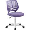 Yaheetech Sedia Ufficio Scrivania Senza Braccioli Girevole a Rotelle Ergonomica Portata 136 kg in Rete Traspirante Altezza Regolabile Viola Chiaro