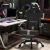 Verdego Sedia Gaming Ergonomica, Sedia da Gaming con Cuscino Lombare Massaggio, Poggiapiedi, Poltrona da Gaming, Cotone, Schienale Regolabile a 90-145°, Regolabile in Altezza, Nero e bianco