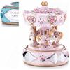 ARTE DEGLI ARGENTI Carillon Meccanico H.16 GIOSTRA Cavalli ROTANTI Rosa per Bimba Bambina con LASTRA Argento 925% INCIDIBILE 1963/R
