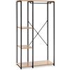 HOMN LIVING Appendiabiti con scarpiera Lola con Panca a 3 Ripiani, Colore Rovere/Nero, 90 cm (Larghezza) 40.5 cm (profondità) 167 cm (Altezza)