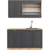 Vicco Cucina completa Fame-Line, Antracite Country House/oro Kraft Oak, 140 cm, PL Rovere, per la libera combinazione con moduli cucina aggiuntivi