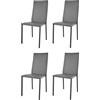 t m c s Tommychairs - Set 4 sedie impilabili modello Julia per cucina bar e sala da pranzo, robusta struttura in acciaio imbottita e rivestita in finta pelle colore grigio scuro