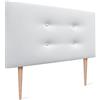 DHOME Testiera in Similpelle o Tessuto AQUALINE Pro con 2 file di bottoni e gambe Testiera imbottita Letto di Lusso (Similpelle Bianco, 90x105cm (Letti 80/90))