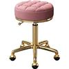QTQHOME Sgabello rotondo con ruote, sgabello girevole a 360 gradi, sgabello da lavoro regolabile, capacità 172,4 kg, sgabello dorato per salone di bellezza, sgabello per tatuaggi, pedicure (altezza seduta 45