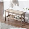 chairus Panchina da Interno Panca Scarpiera Panca Ingresso in rattan Panca Legno per Soggiorno/Camera da Letto, 75CM, Legno Naturale