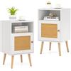 RELAX4LIFE Set di 1/2 Comodini per Camera da Letto, Comodino Piccolo con Cassetto in Rattan, Stile Boho Chic, Tavolino per Soggiorno e Camera da letto (Modello 6, 2)