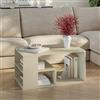 [en.casa] Tavolino da Salotto Centrale con Piano Rettangolare Tavolo Basso da Caffè con Scomparti Aperti per Soggiorno Living Studio 80 x 50 x 40 cm - Color Avena Oatmeal