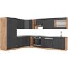 Vicco Cucina angolare completa Fame-Line, Oro-antracite rustico/Rovere dorato, 347 x 257 cm senza piano di lavoro, per l'espansione personalizzata con moduli aggiuntivi compatibili