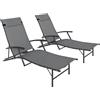 Outsunny Set di 2 Lettini Prendisole Pieghevoli con Schienale Regolabile su 4 Livelli, Sdraio da Giardino con Seduta e Poggiatesta in Acciaio e Textilene, per Spiaggia, Piscina, 64x168x75 cm, Grigio