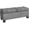 HOMCOM Panca Contenitore Fondoletto in Tessuto con Imbottitura Trapuntata a Bottoni, Panca per Ingresso e Camera da Letto, 116x41x47cm, Grigio