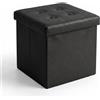 INTRECCI Pouf Contenitore, Puffo per Sedersi, Pouf Poggiapiedi, in Ecopelle, Quadrato, 38x38x38 cm, Imbottito, Versatile, Facile da Pulire. Colore: Nero