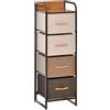 HOMCOM Cassettiera in Tessuto Slim Salvaspazio con 4 Cassetti Pieghevoli, Mobile con Cassetti Compatto in Metallo per Camera da Letto, Soggiorno, 31x29x99 cm, Multicolore