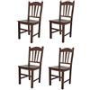 t m c s Tommychairs - Set 4 sedie modello Silvana per cucina bar e sala da pranzo, robusta struttura in legno di faggio color noce scuro e seduta in legno