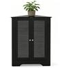 LIFEZEAL Mobiletto Bagno Angolare Salvaspazio, Mobile Bagno Basso da Terra, 63x44,5x81 cm, Credenza Cucina, Armadietto, con Ripiani Regolabili, 2 Ante a Persiana, in Legno, Portaoggetti, Nero