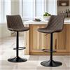 STOOLINK Set di 2 Sgabelli da Cucina, Sgabello da Bar Cuoio in Microfibra, Sedia da Cucina con Poggiapiedi, Sedia Bar Girevole a 360°, Sgabelli Bar Regolabile in Altezza-Marrone