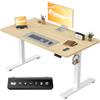 Flamaker Scrivania regolabile in altezza, tavolo intero 110 x 53 cm, scrivania regolabile in altezza elettrica con controllo memoria, tavolo da gioco con promemoria sedentario e ricarica USB (beige)