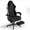 Huracan Sedia da Gaming, Poltrona da gaming, sedia da ufficio massaggiante con poggiatesta, schienale regolabile, sedie da gioco ergonomica, girevole, sedie gamer per PC con poggiapiedi, Nero-grigio