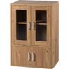 Iris Ohyama, Vetrina/Armadio con mensole e maniglie per ante/Armadio in legno/Scaffale per libri con ante, Ripiano regolabile in altezza 3,2 cm, Cucina, Soggiorno - Cabinet - GKN-9060 - Marrone chiaro
