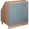 Vicco Mobile cucina sottotetto R-Line, Grigio-blu, 80 cm con 2 porte, carcassa 60 cm profondità, per la libera combinazione all'interno di sistemi cucina modulari