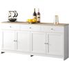 HOOGDLJ Armadio da cucina, credenza con 3 cassetti, 4 ante, armadio da cucina con piano di lavoro, armadio buffet per soggiorno, camera da letto, corridoio, 160 x 37 x 75 cm (bianco - 3 cassetti A)