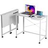 Wohenster Scrivania Pieghevole Postazione di Lavoro con Ruote, Tavolo Pieghevole Scrivanie per Computer, PC Tavolini per Ufficio, Studio, Camera da Letto, Bianco 90x56x75cm