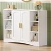 HEXCELEN Mobile da Bagno, Mobiletto Autoportante, Armadietto con 2 Ante, Ripiani Regolabili, Scomparto Aperto, per Bagni, Soggiorno, Cucina, Corridoio, 30 x 100 x 75 cm, Bianco