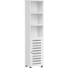 VASAGLE Mobile da Bagno, Armadio Alto per Bagno, Organizzatore Portaoggetti, con 3 Scomparti Aperti e 2 Ripiani Regolabili, Soggiorno, Entrata, Bianco Nuvola BBK160W01