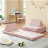 [en.casa] Divano Componibile per Bambini Set Modulare per Gioco Lettura Relax Cuscini Materassini da Pavimento Moduli Imbottiti Fodera Rimovibile in Velluto a Coste 150x66x46 cm Rosa