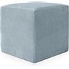 Deshome - Pouf poggiapiedi divano 43x43x44 cm stoffa idrorepellente effetto velluto: Pouf design moderno divano soggiorno camera da letto Puff poggiapiedi Pouffe salotto Demetra Carta da zucchero