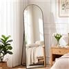 Clevich Specchio da Terra Curvo, 150 x 50 cm, Specchio da Parete con Cornice in Alluminio per Camera da Letto,Bagno,Ingresso e Corridoio, Nero