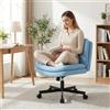 Waleaf Sedia da Ufficio Senza Braccioli, Sedia da Scrivania Girevole in Tessuto, Ruote Silenziose, Altezza Regolabile, Portata 150 kg, Sedia Ergonomica per Casa Ufficio Studio, Blu