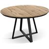 PAZZO DESIGN Tavolo Rotondo Allungabile Dafne, Tavolo Soggiorno, Cucina, Gambe Incrociate Nere, Made in Italy, Rovere Rustico, Da 120 a 170 cm - id_2180
