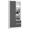 AKORD | Libreria per Ufficio CLP 80 cm con 7 Ripiani 2 Cassetti e Ante | Porta Libri | Mobiletto Camera de Letto | Scaffale Soggiorno | Salvaspazio | Librerie da Terra | Bianco/Grigio grafite