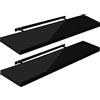 WOLTU Mensola da Muro, Set di 2, Scaffale Sospeso da Parete Libreria Piccola per Soggiorno Cameretta Porta CD DVD, Pannello MDF 110x22,9x3,8cm, Nero, RG9483sz-2