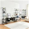 [en.casa] Set di 4 Mobili per Soggiorno Ufficio Composto di Mobile TV 3 Scaffali a Scala Mobili in Stile Industriale - Nero