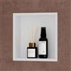 doporro Nicchia Doccia a Parete 30x30x8.3cm, Nicchia Bagno Doccia a Muro a Incasso in Acciaio Inox, Bianco